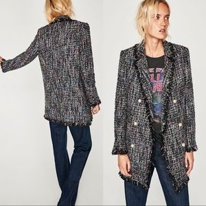 Zara Tweed pearl blogger fav blazer jacket